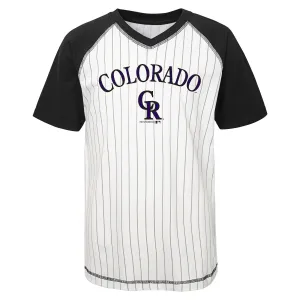 Outerstuff MLB Kids/Youth Colorado Rockies Pinstripe Team Color Baseball Tee