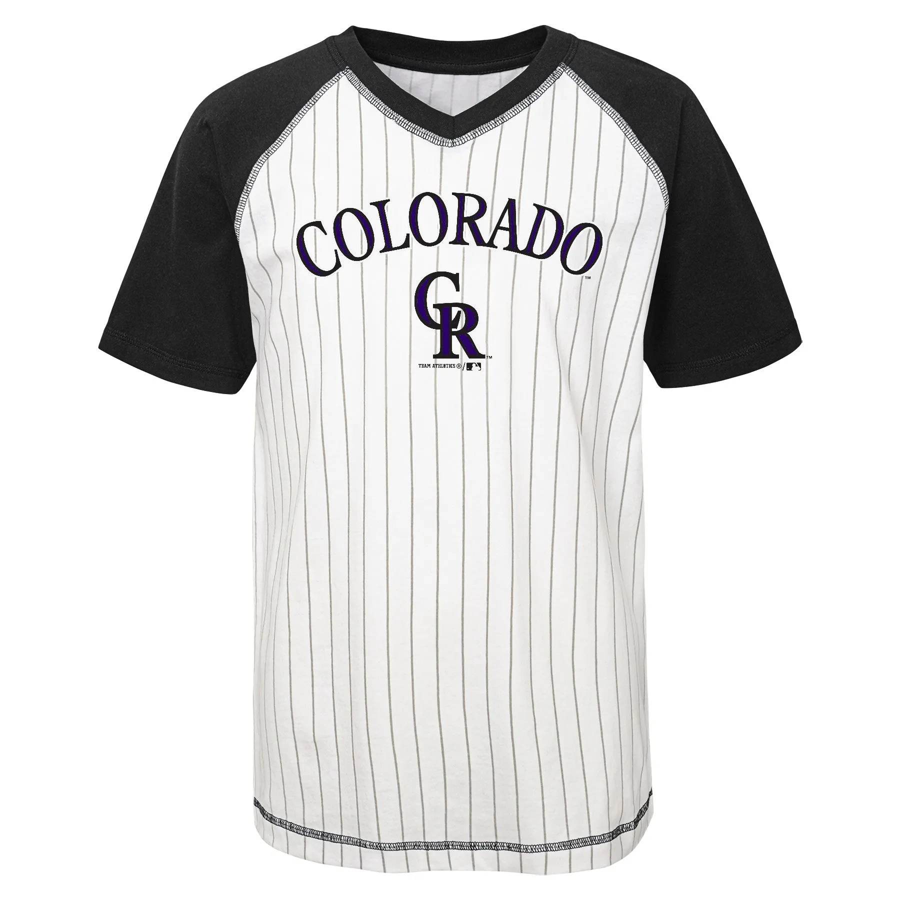 Outerstuff MLB Kids/Youth Colorado Rockies Pinstripe Team Color Baseball Tee