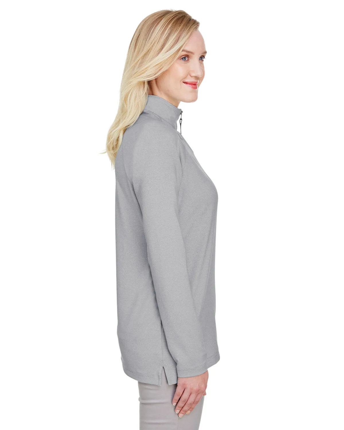 OUTLET-Devon & Jones CrownLux Performance Ladies Clubhouse Micro-Stripe Quarter-Zip