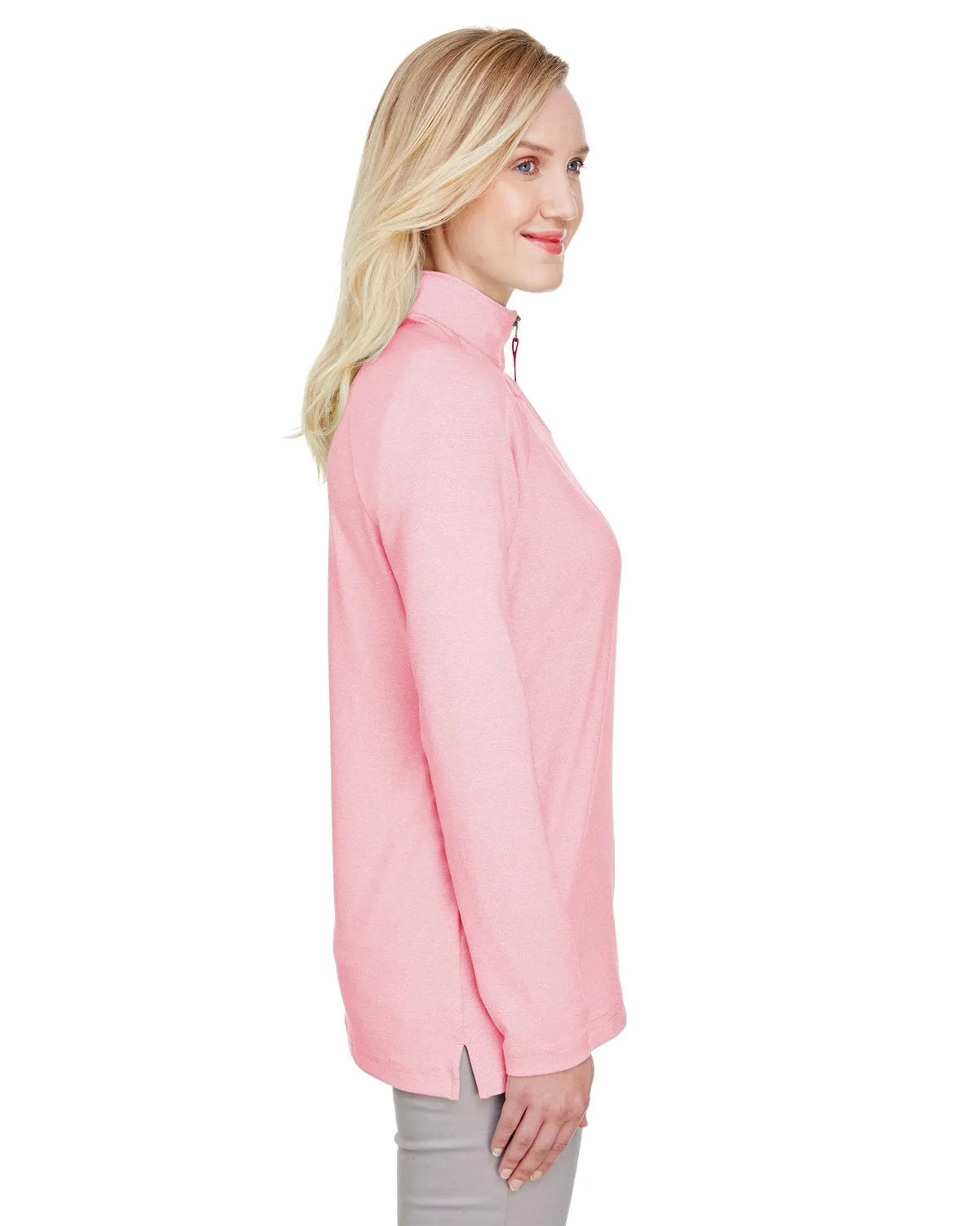 OUTLET-Devon & Jones CrownLux Performance Ladies Clubhouse Micro-Stripe Quarter-Zip