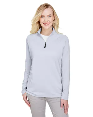 OUTLET-Devon & Jones CrownLux Performance Ladies Clubhouse Micro-Stripe Quarter-Zip