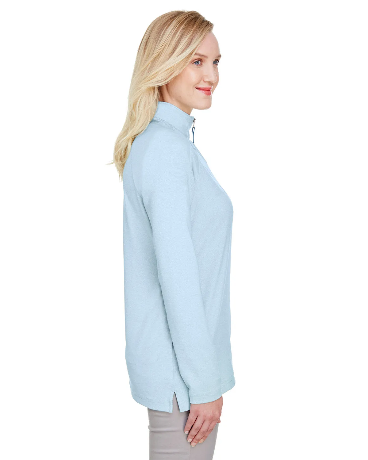 OUTLET-Devon & Jones CrownLux Performance Ladies Clubhouse Micro-Stripe Quarter-Zip