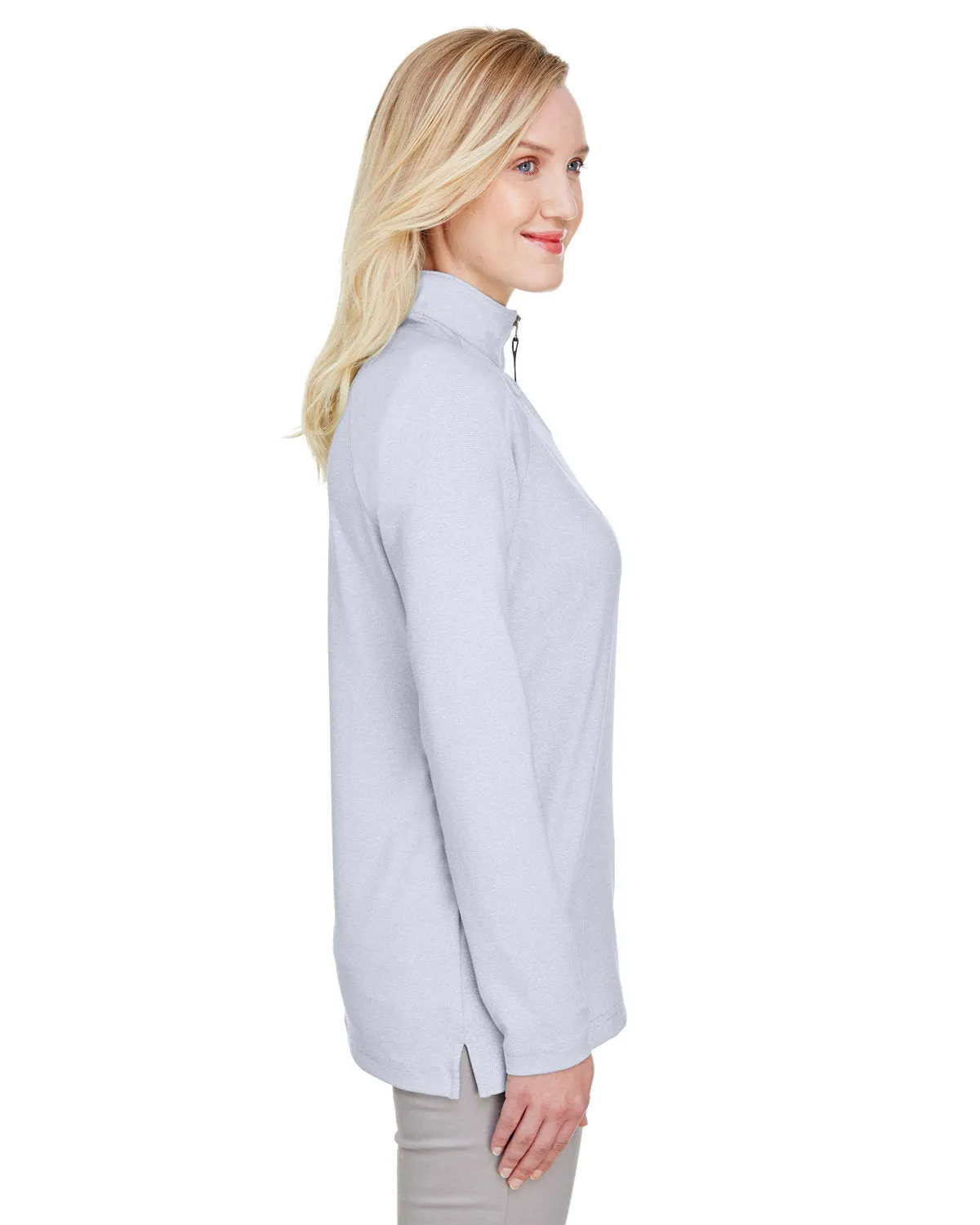 OUTLET-Devon & Jones CrownLux Performance Ladies Clubhouse Micro-Stripe Quarter-Zip