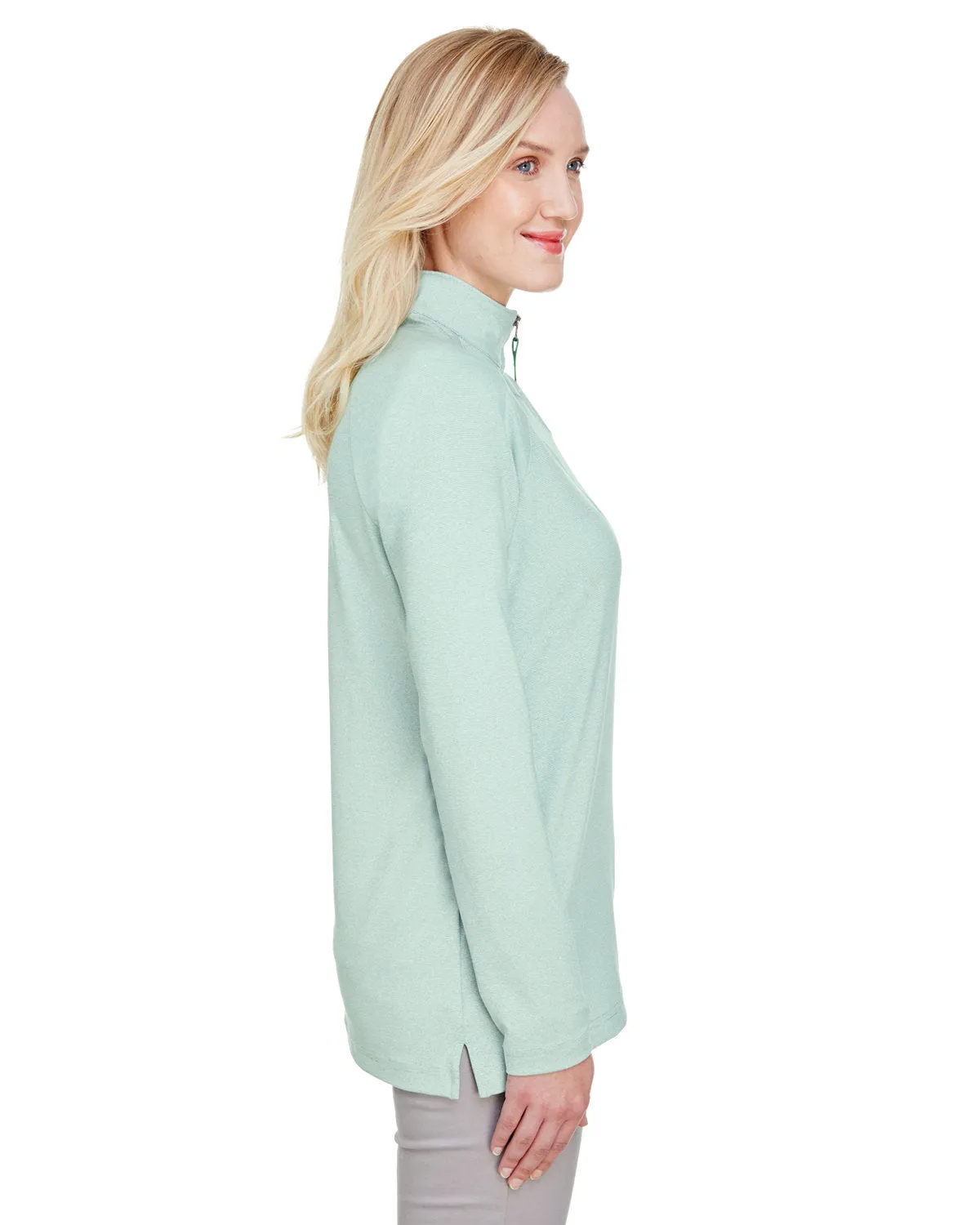 OUTLET-Devon & Jones CrownLux Performance Ladies Clubhouse Micro-Stripe Quarter-Zip
