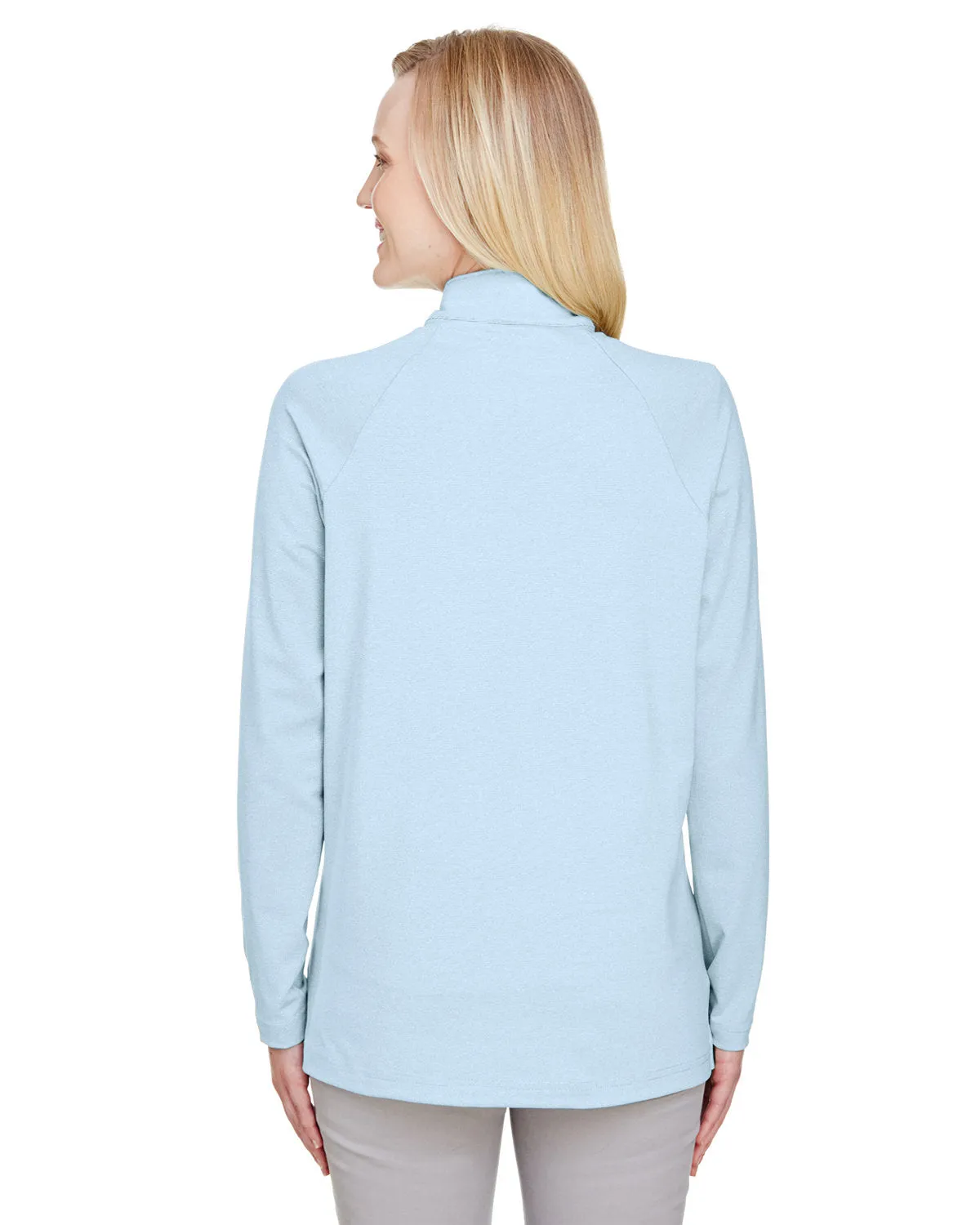 OUTLET-Devon & Jones CrownLux Performance Ladies Clubhouse Micro-Stripe Quarter-Zip