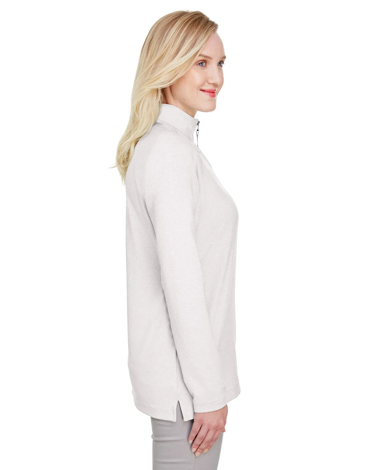 OUTLET-Devon & Jones CrownLux Performance Ladies Clubhouse Micro-Stripe Quarter-Zip