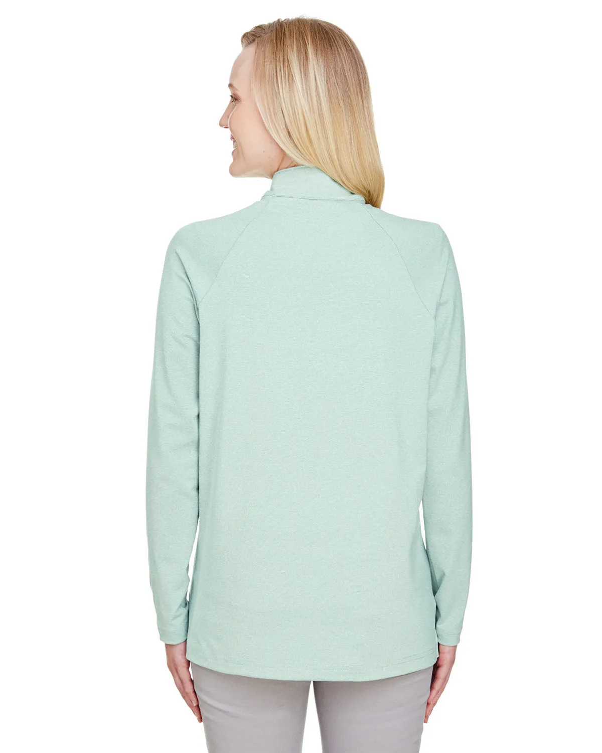 OUTLET-Devon & Jones CrownLux Performance Ladies Clubhouse Micro-Stripe Quarter-Zip