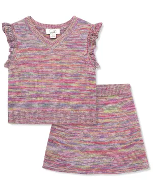 Peek Kids Space-Dye Stripe Skirt Set