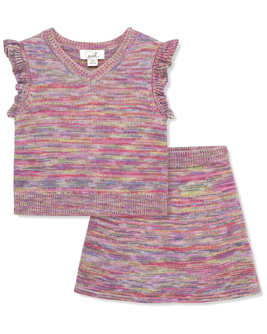 Peek Kids Space-Dye Stripe Skirt Set