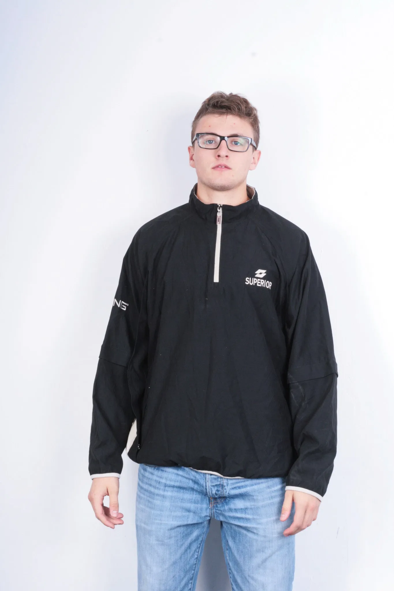 Ping Collection Mens XL Pullover Jacket Black Golf Zip Neck Superior Sportswear