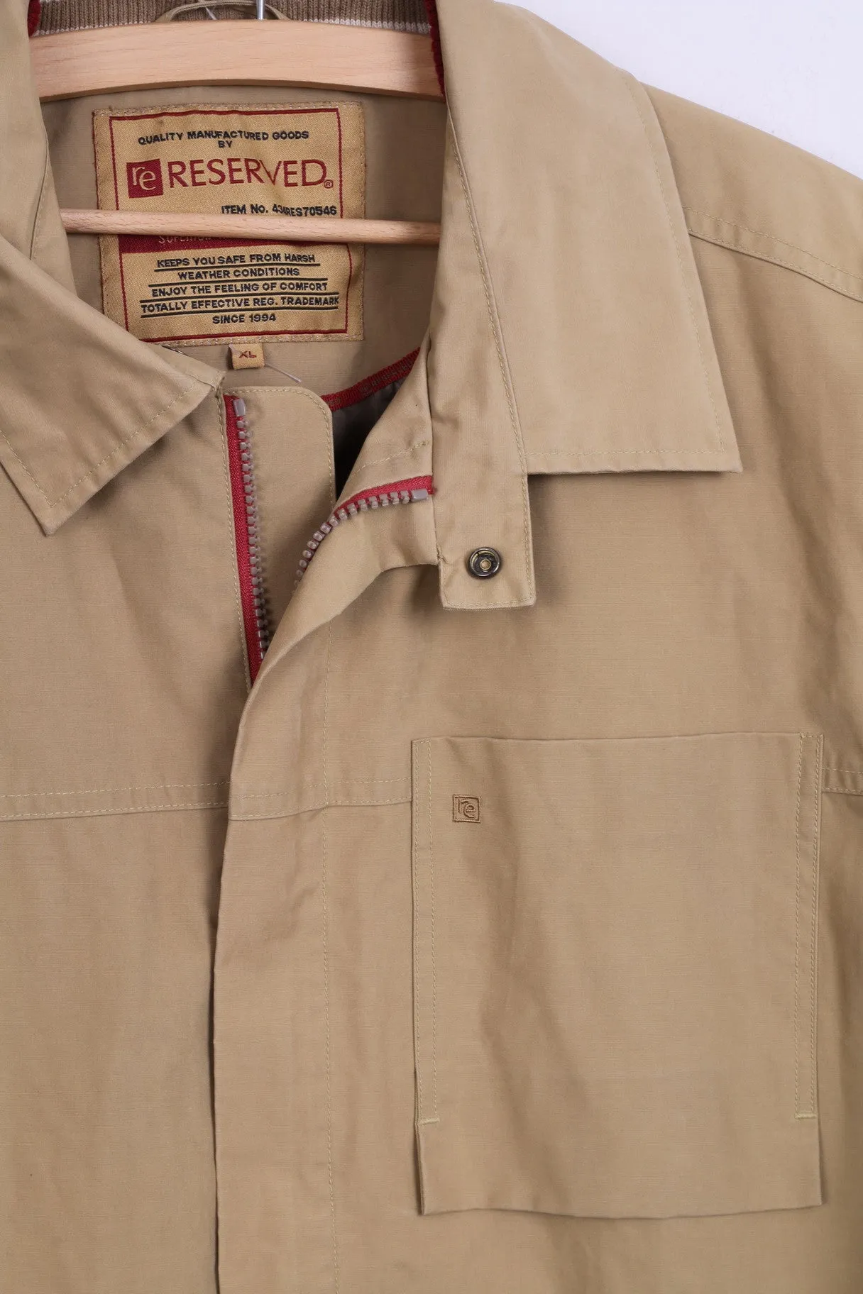 Reserved Mens XL Jacket Taupe Nylon Zip Up Waterproof Tourist Sportswear