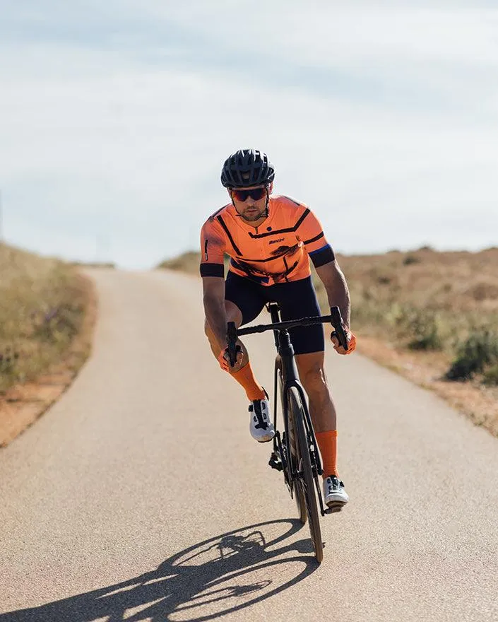 Santini Delta Berg Mens Cycling Jersey (Flashy Orange)