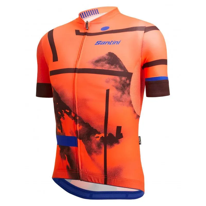 Santini Delta Berg Mens Cycling Jersey (Flashy Orange)