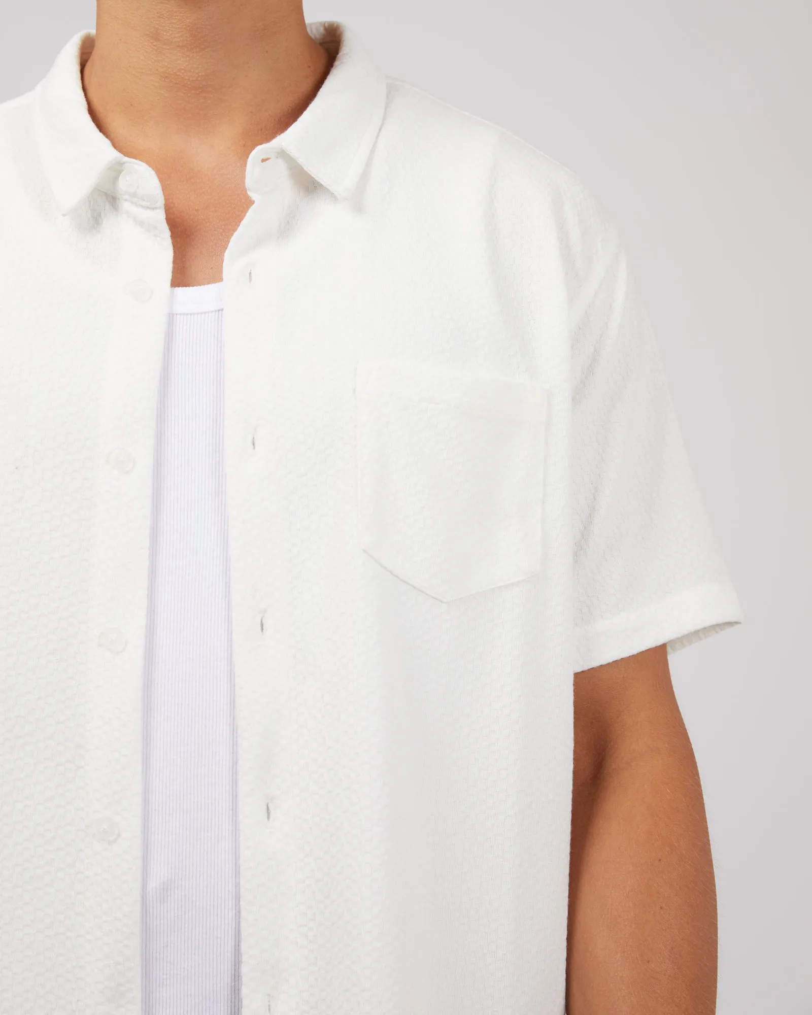 Textured Short Sleeve Shirt White