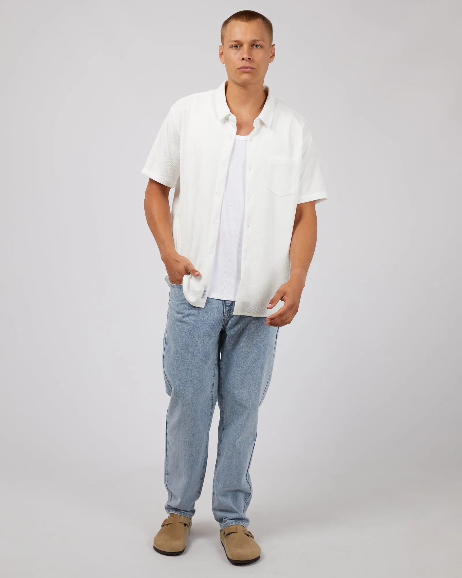 Textured Short Sleeve Shirt White
