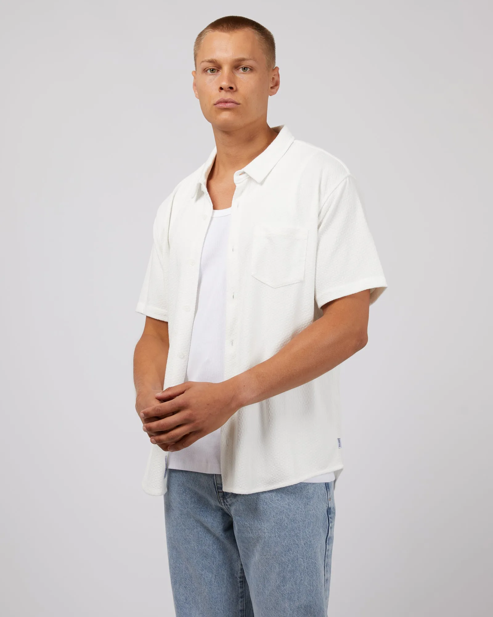 Textured Short Sleeve Shirt White