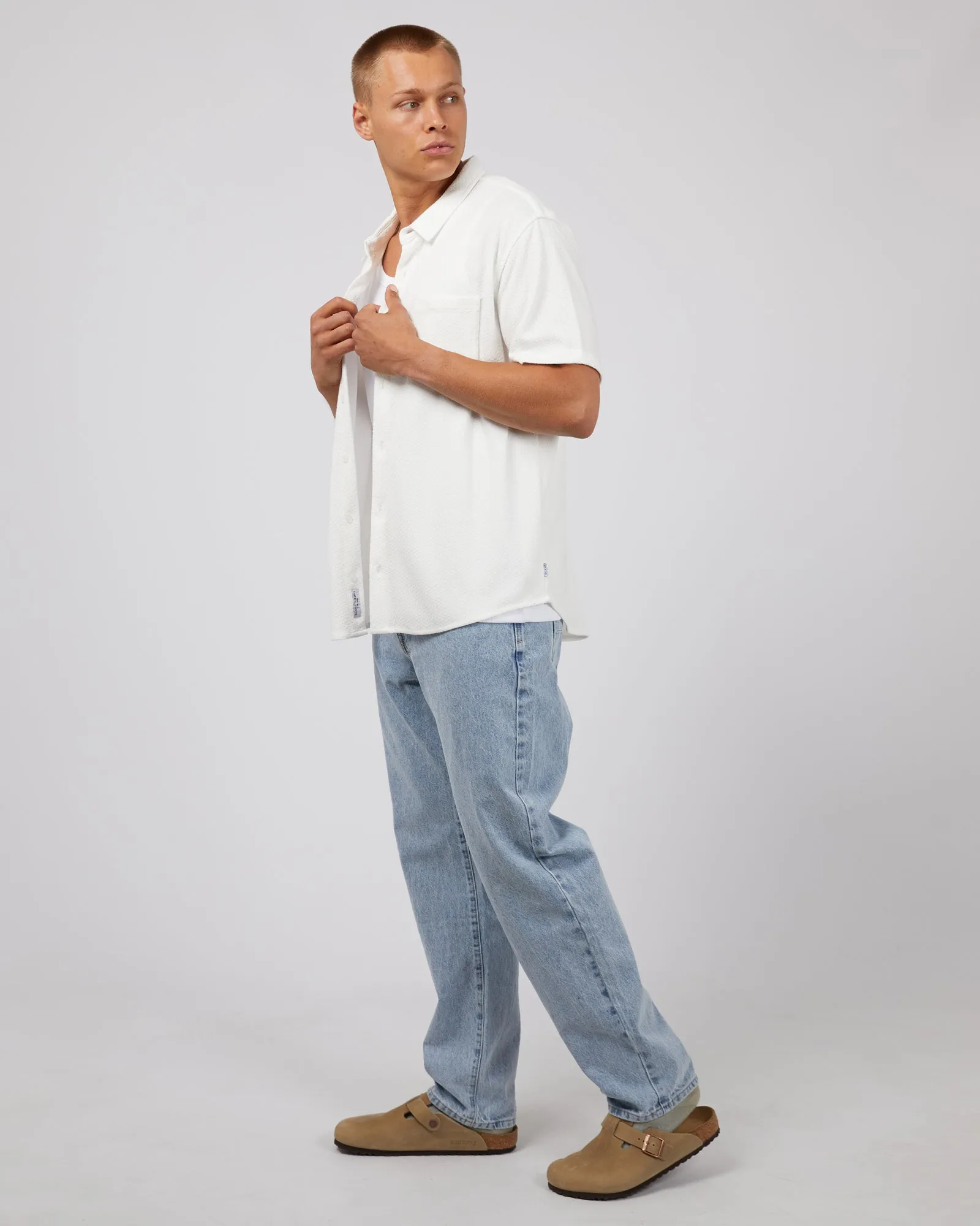 Textured Short Sleeve Shirt White