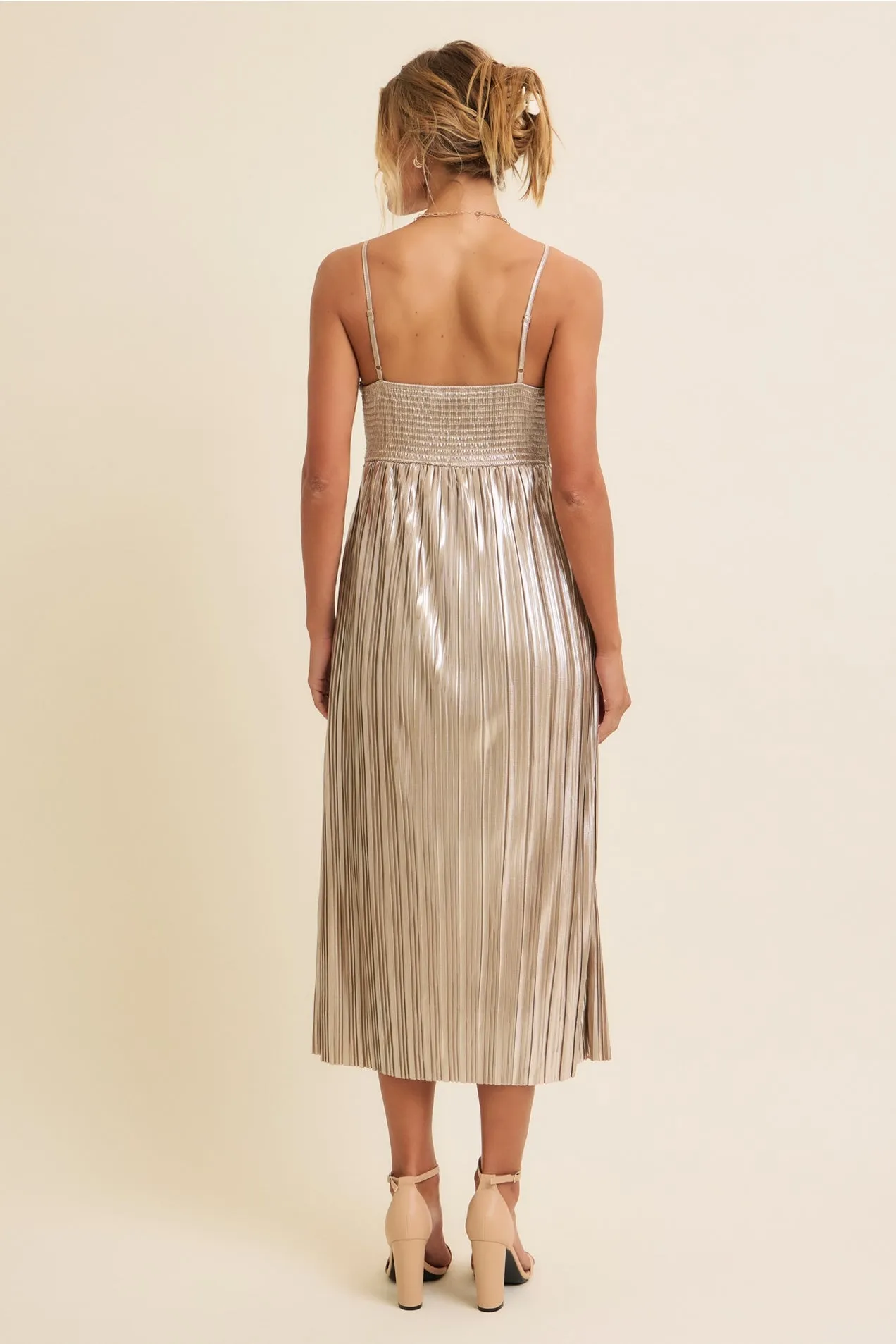 Time To Shine Midi Dress - Champagne