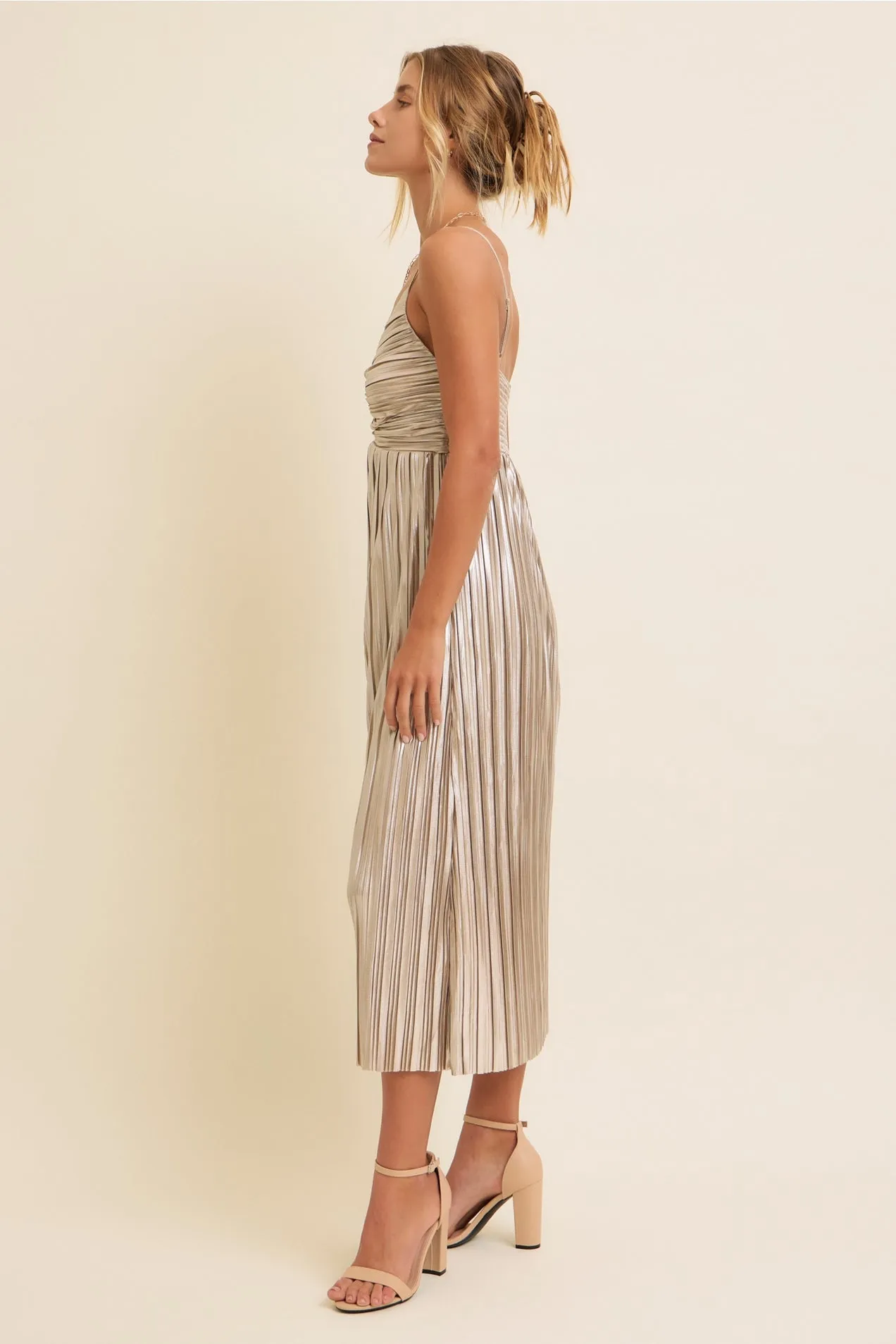 Time To Shine Midi Dress - Champagne