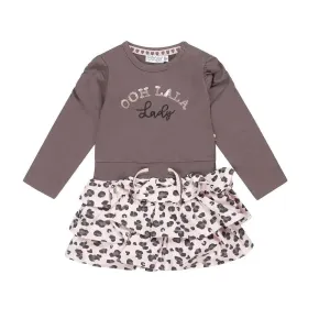Toddler & Baby Girls Dress Grey Brown Panter Print | Dirkje