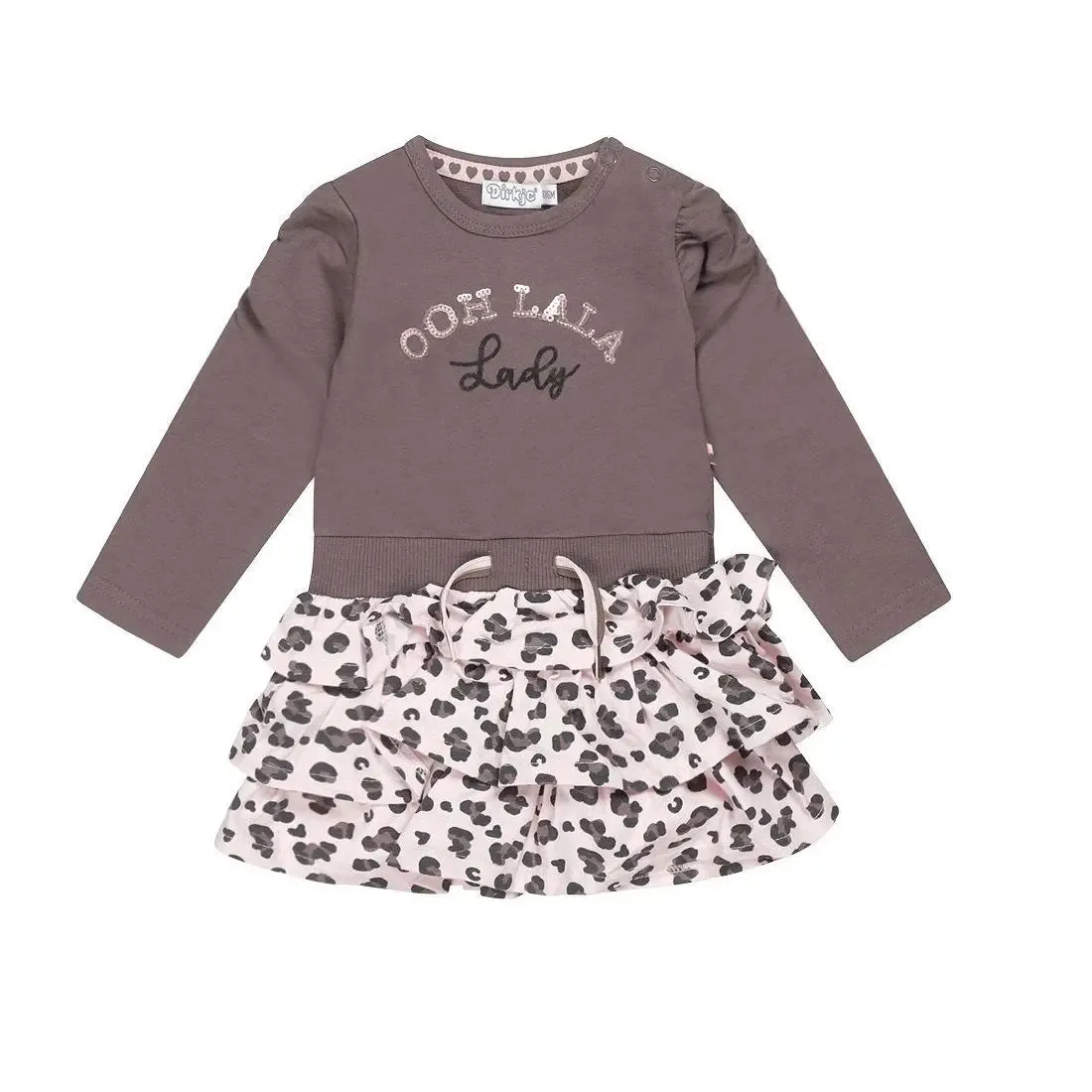 Toddler & Baby Girls Dress Grey Brown Panter Print | Dirkje