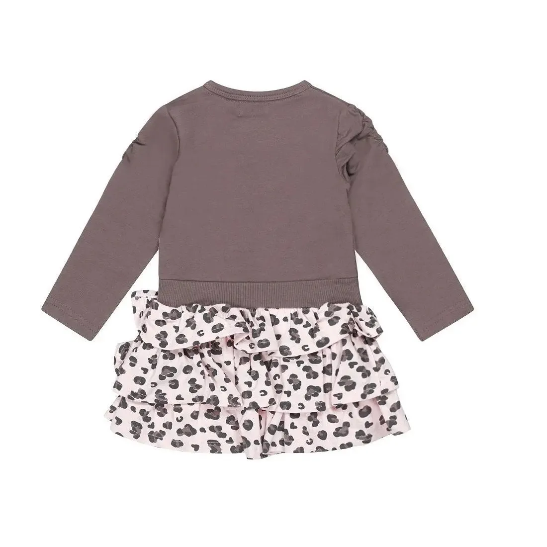 Toddler & Baby Girls Dress Grey Brown Panter Print | Dirkje