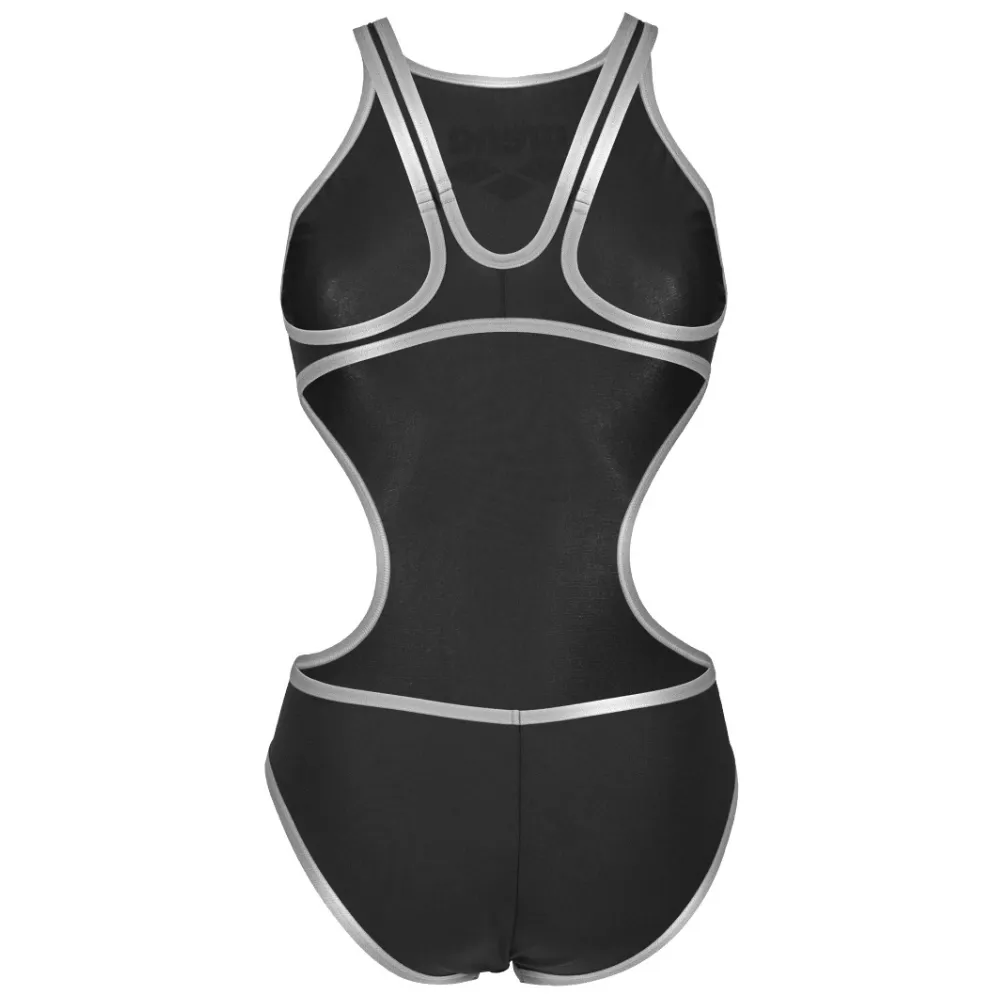 WOMEN'S ARENA ONE BIGLOGO SWIMSUIT - BLACK/SILVER