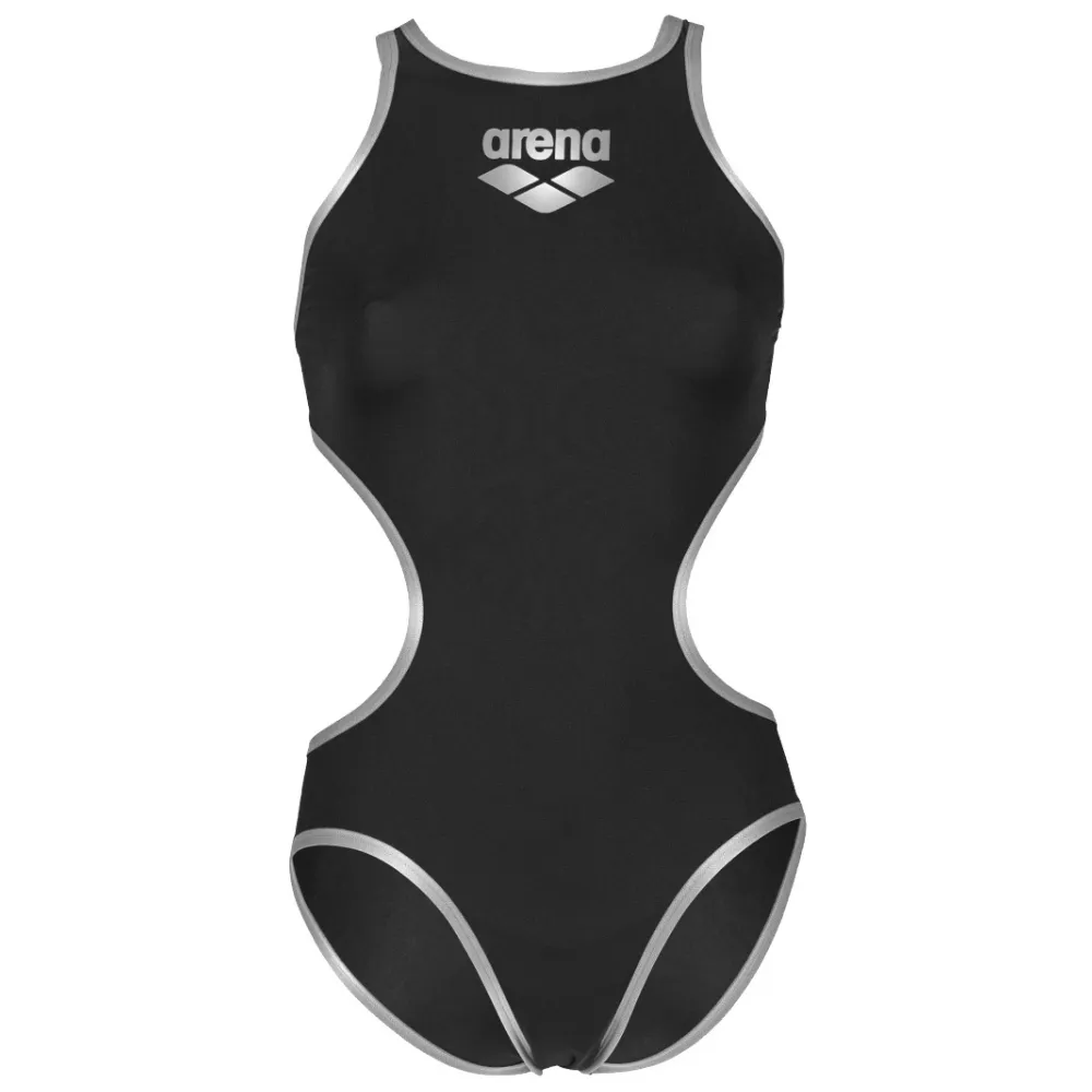WOMEN'S ARENA ONE BIGLOGO SWIMSUIT - BLACK/SILVER