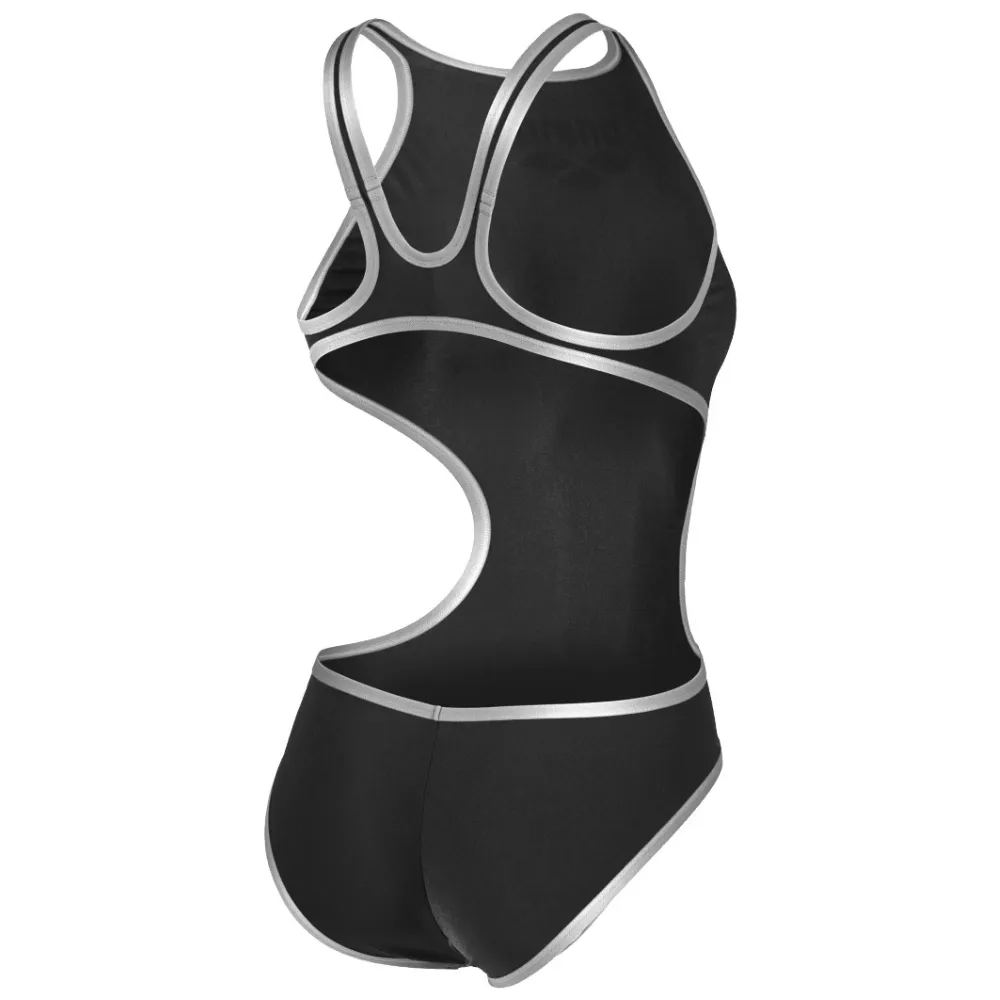 WOMEN'S ARENA ONE BIGLOGO SWIMSUIT - BLACK/SILVER