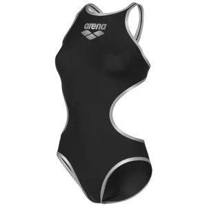 WOMEN'S ARENA ONE BIGLOGO SWIMSUIT - BLACK/SILVER