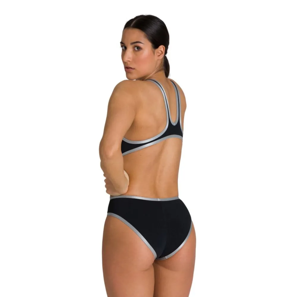 WOMEN'S ARENA ONE BIGLOGO SWIMSUIT - BLACK/SILVER