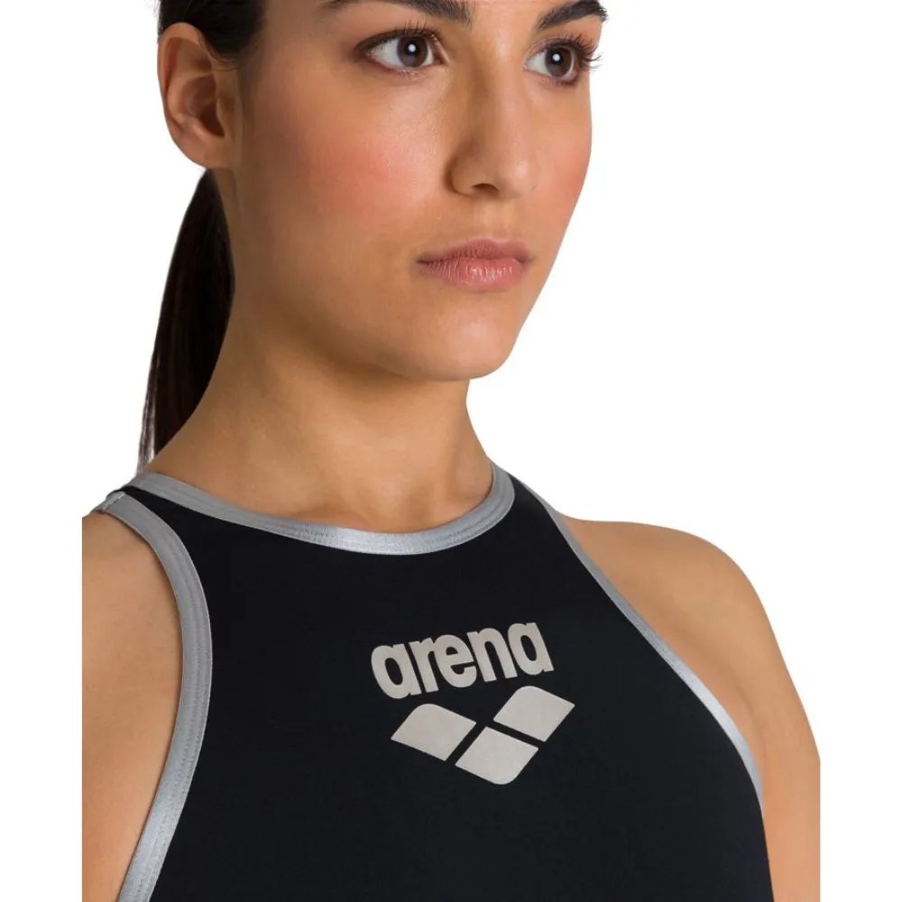 WOMEN'S ARENA ONE BIGLOGO SWIMSUIT - BLACK/SILVER