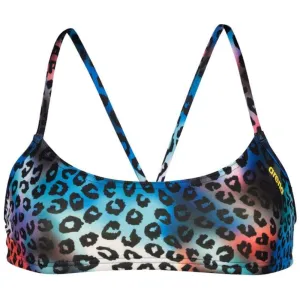 WOMEN'S BANDEAU PLAY BIKINI TOP - NEON BLUE MULTI/YELLOW STAR