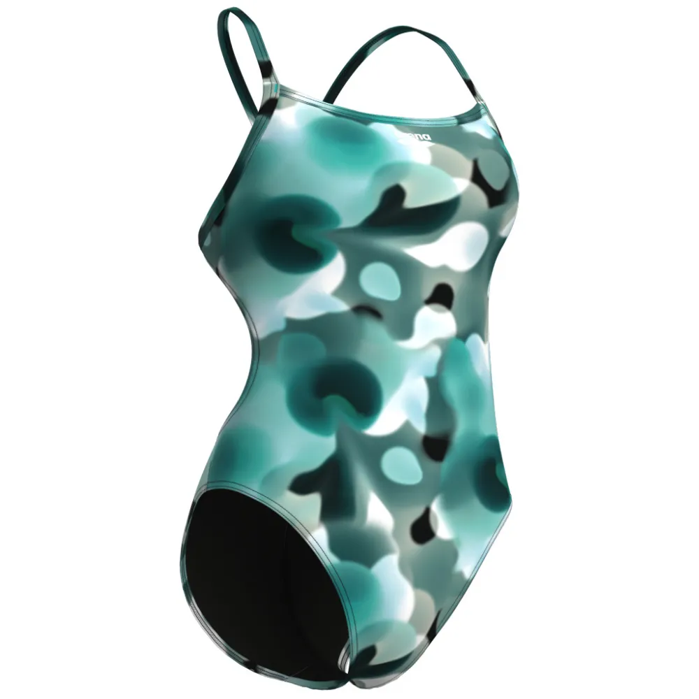 WOMEN'S SWIMSUIT ARENA CAMOUFLAGE CHALLENGE BACK - WATER MULTI