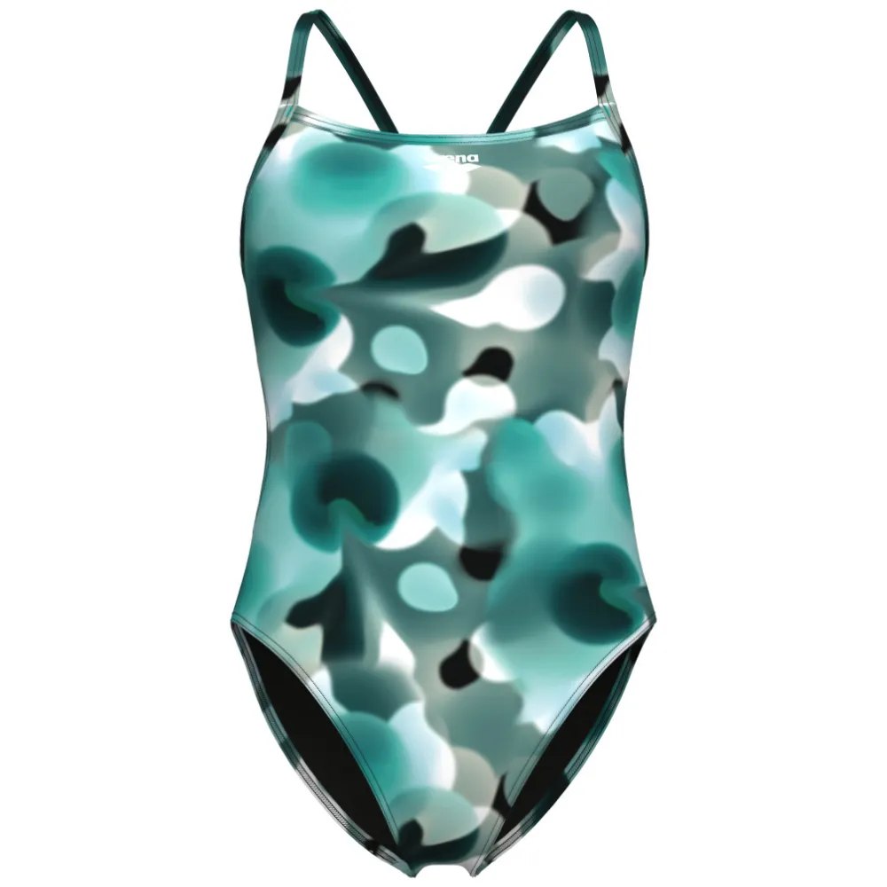 WOMEN'S SWIMSUIT ARENA CAMOUFLAGE CHALLENGE BACK - WATER MULTI