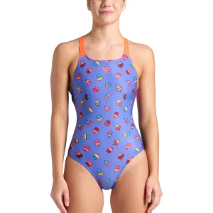 WOMEN'S SWIMSUIT CUPCAKES SWIM PRO BACK - BLACK/BRIGHT CORAL/BLUE MULTI