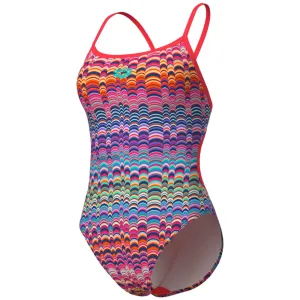 WOMEN'S SWIMSUIT ONDULATION LACE BACK - MULTI VIOLET/BRIGHT CORAL