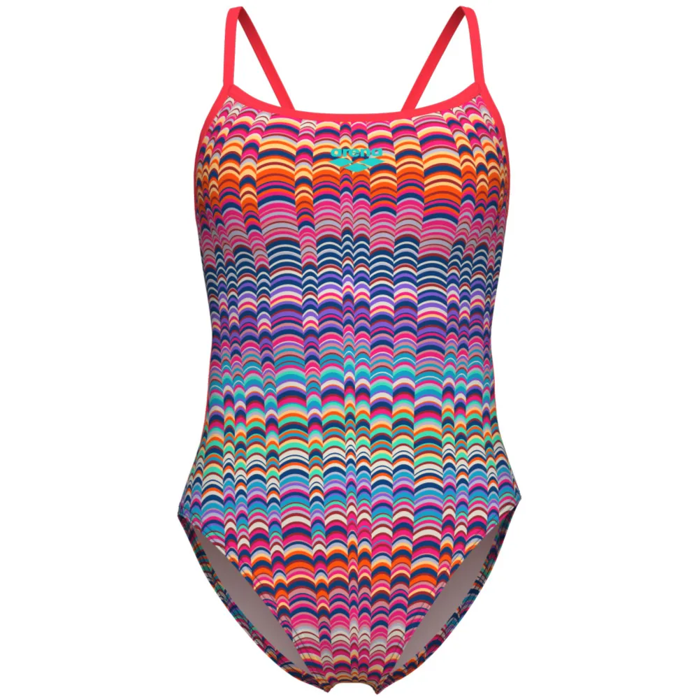 WOMEN'S SWIMSUIT ONDULATION LACE BACK - MULTI VIOLET/BRIGHT CORAL