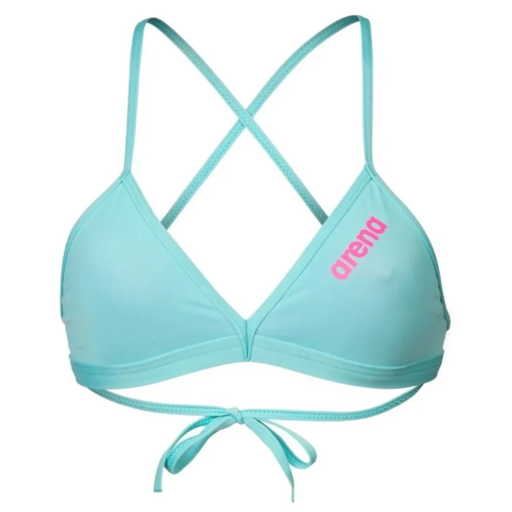 WOMEN'S TEAM SWIM TOP TIE BACK SOLID - WATER/SHOCKING PINK